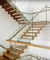 Corrimão de aço inoxidável do madeira maciça/a de vidro do passo escadaria reta moderna