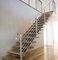 Escadaria reta moderna de aço inoxidável, longarina do quadrado do dobro da escadaria da madeira maciça
