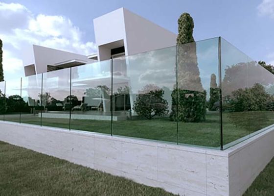 Trilhos de vidro da escada do painel do preto de vidro de alumínio Frameless exterior dos trilhos